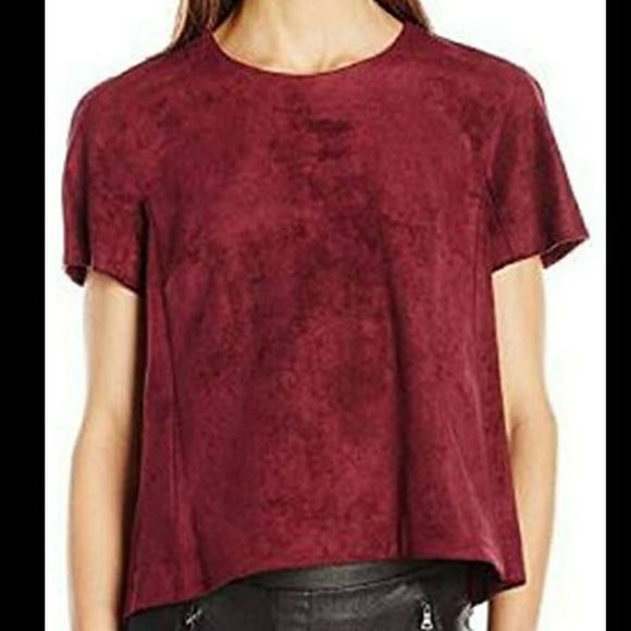 BCBGMaxAzria Tops - BCBG MAX AZRIA Mariko Faux Suede Top Maroon Small